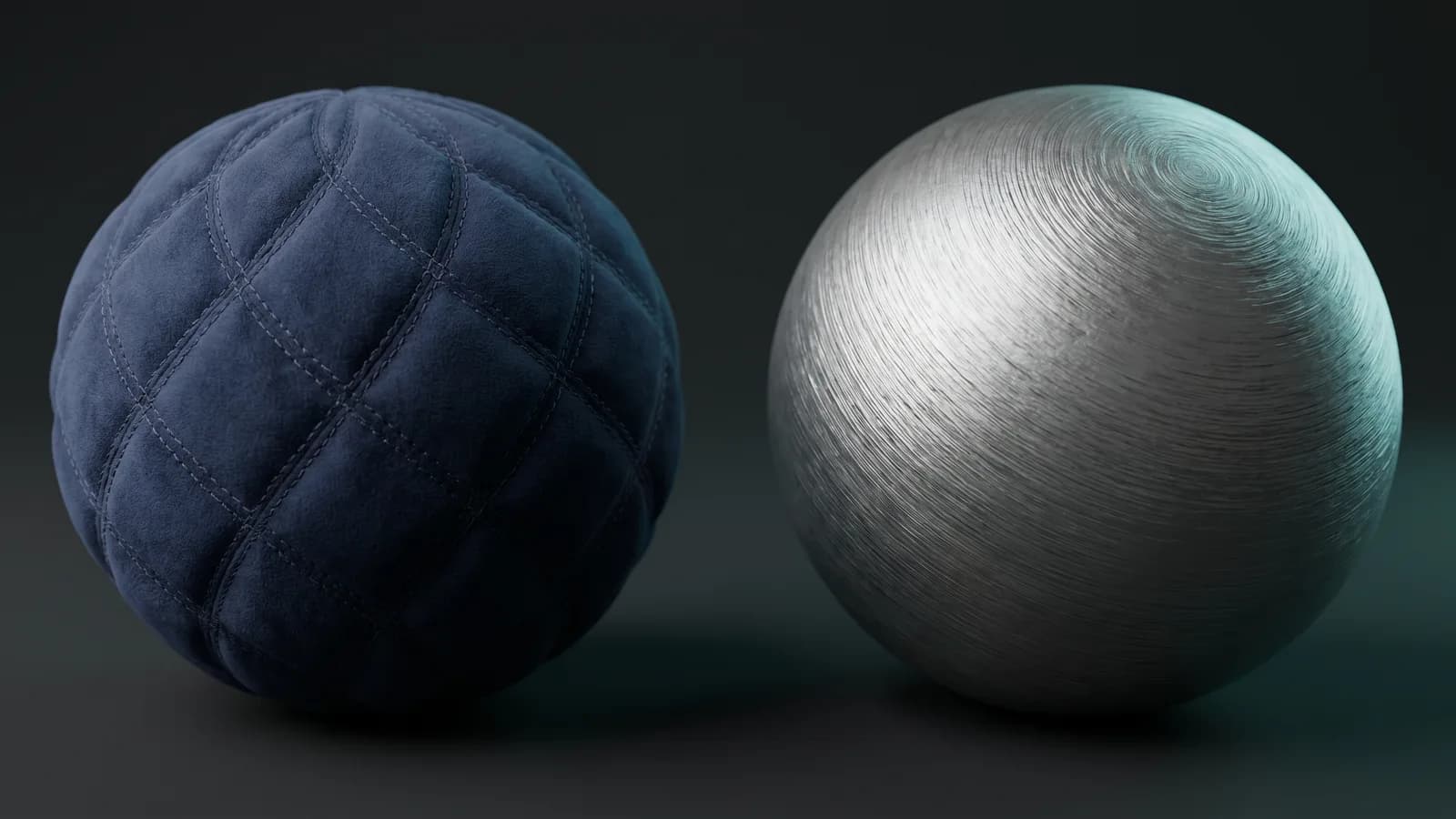 キルト生地と研磨金属のPBRマテリアル球がライトレンダリング——Houdini のKarma/MaterialX のためのサーフェスルック開発