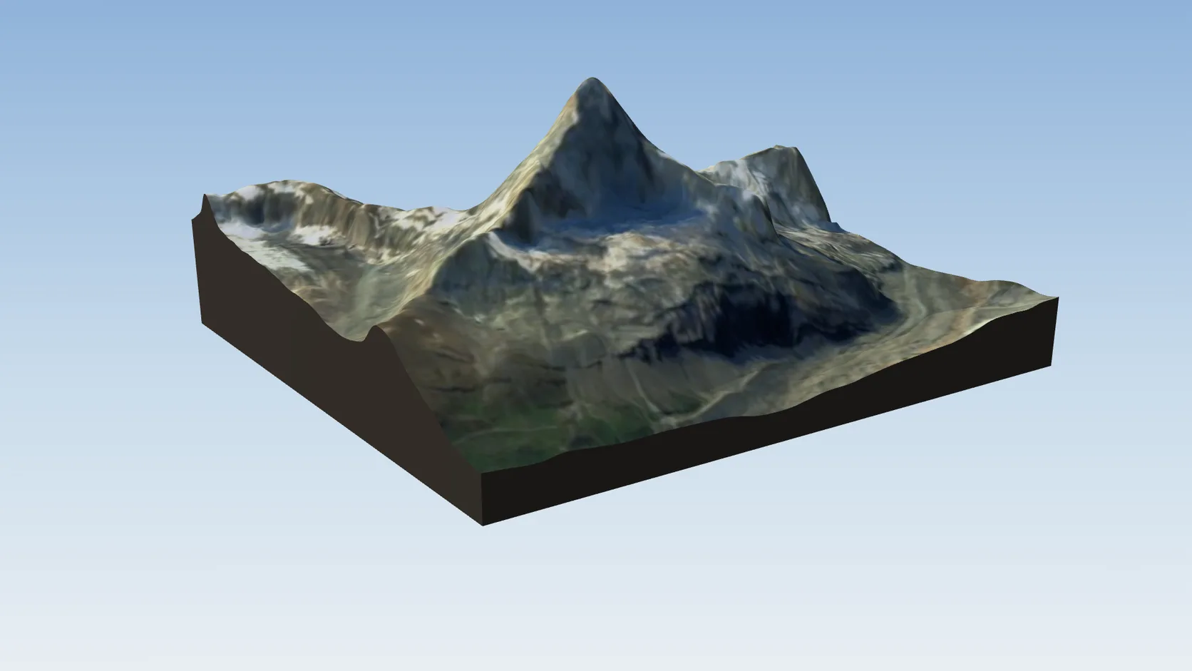 The Matterhorn as real 3D terrain draped with satellite imagery