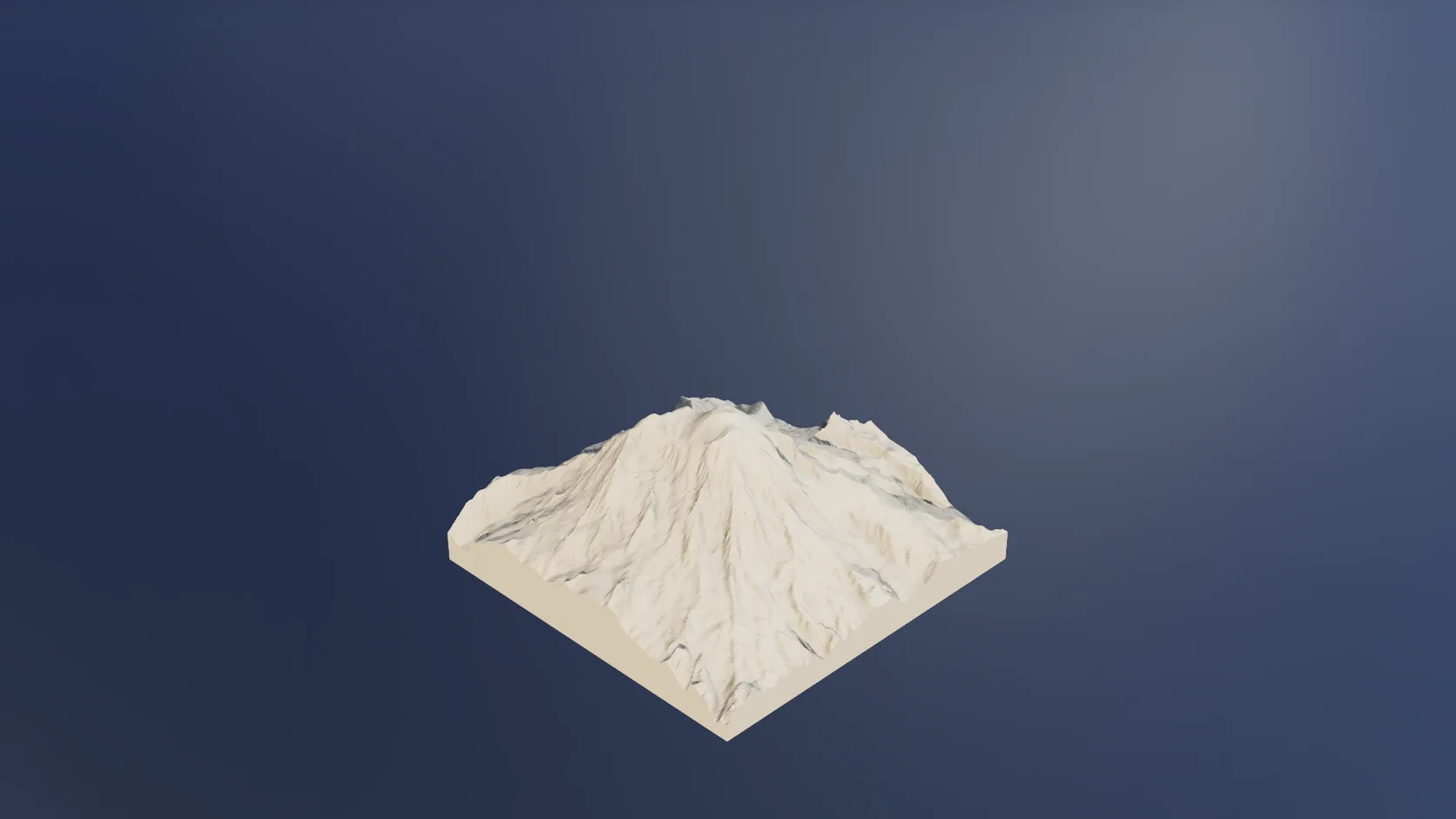 A printable relief model of a mountain on a solid base