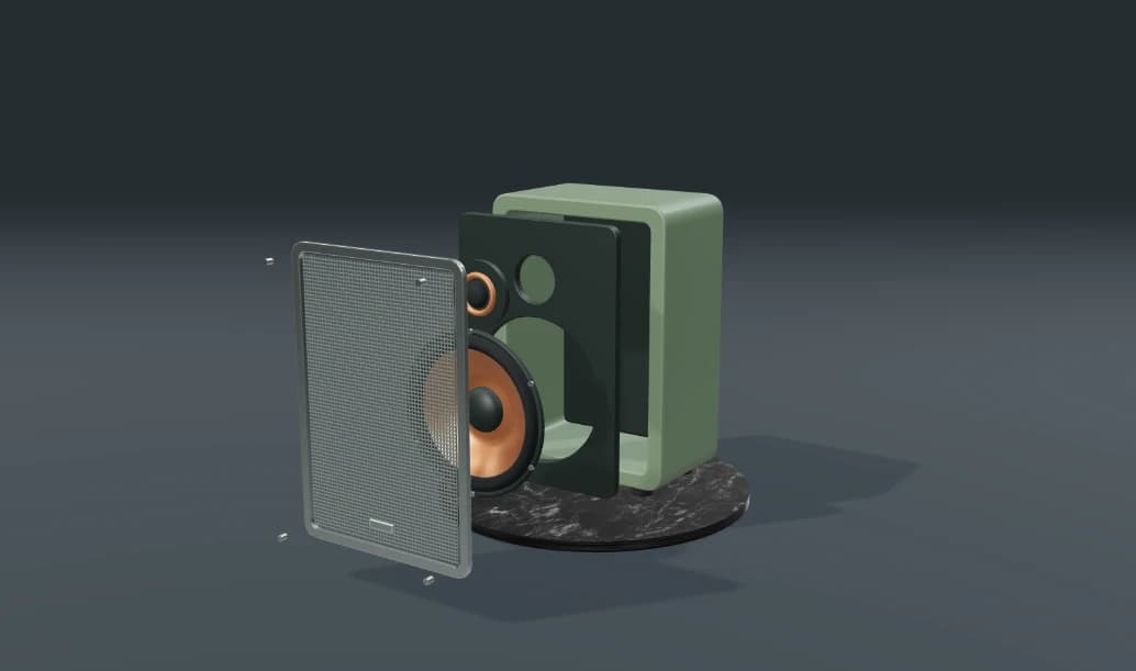Inside the speaker — prepared 3D scene