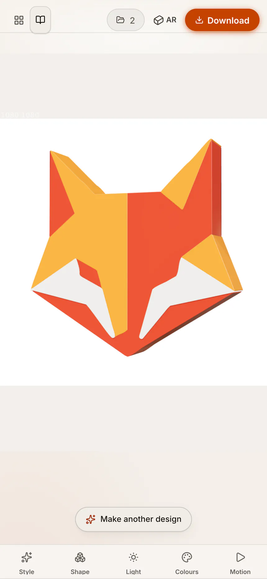 Mixos Logo on iPhone, editing a colorful geometric fox logo in three dimensions