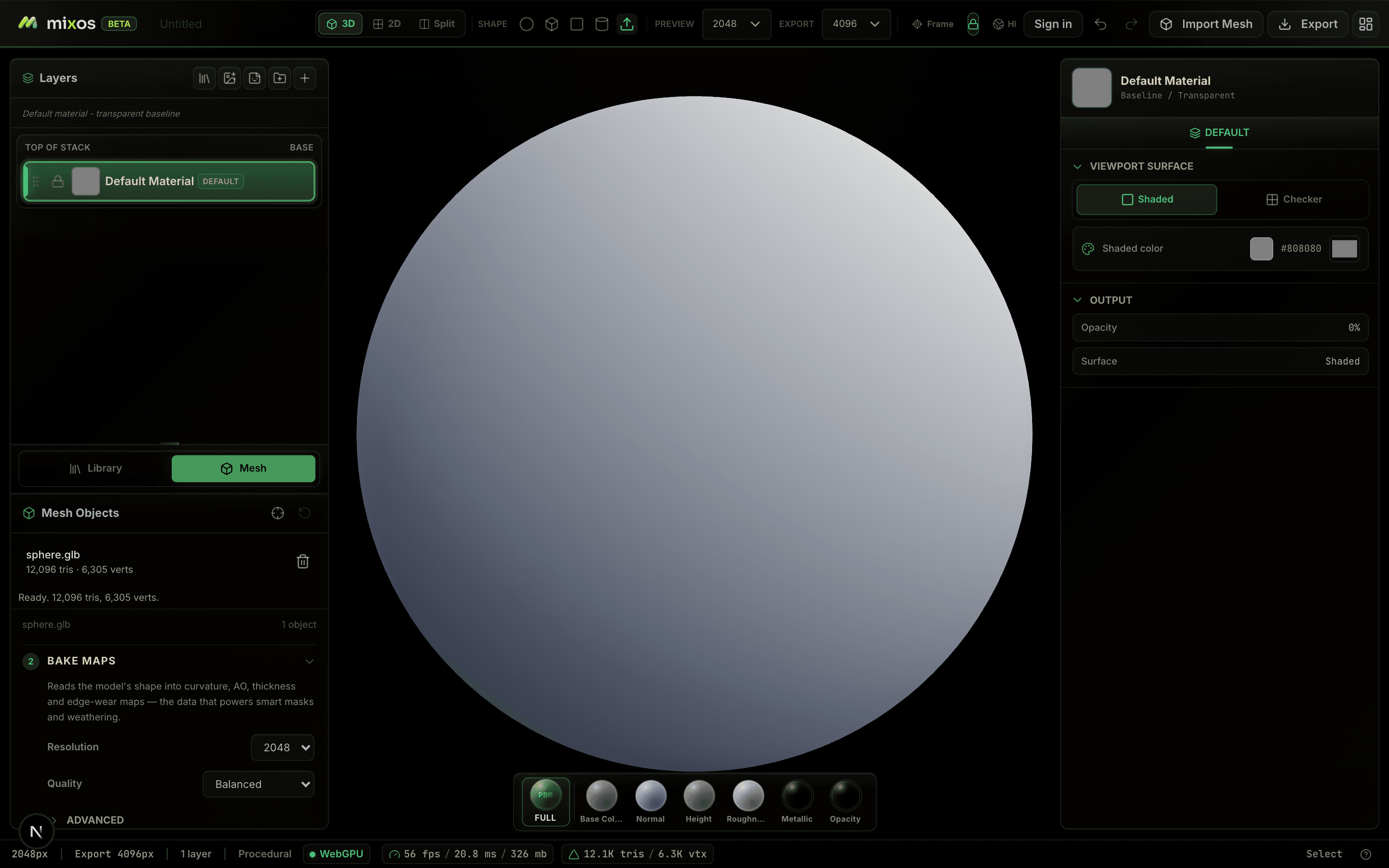 The Bake Maps step showing resolution and quality controls and a Bake All Maps button