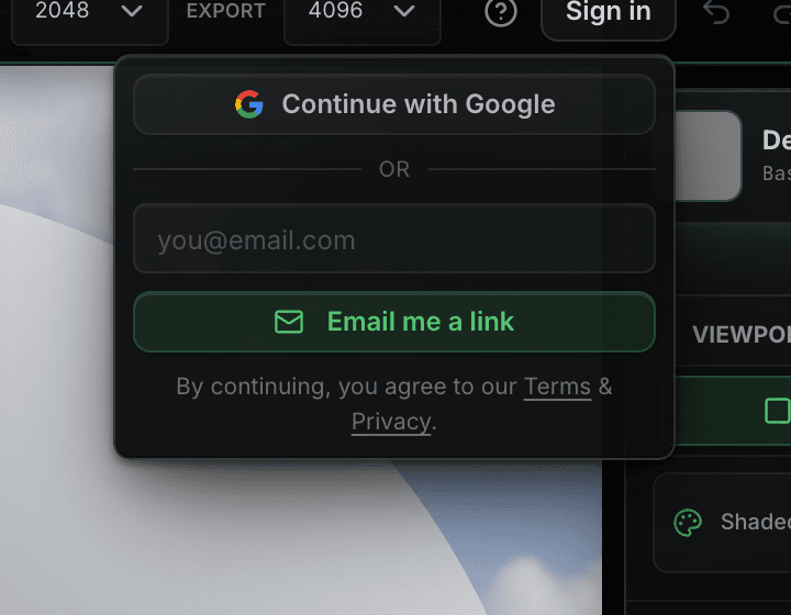 The Mixos sign-in menu offering Continue with Google or an email magic link